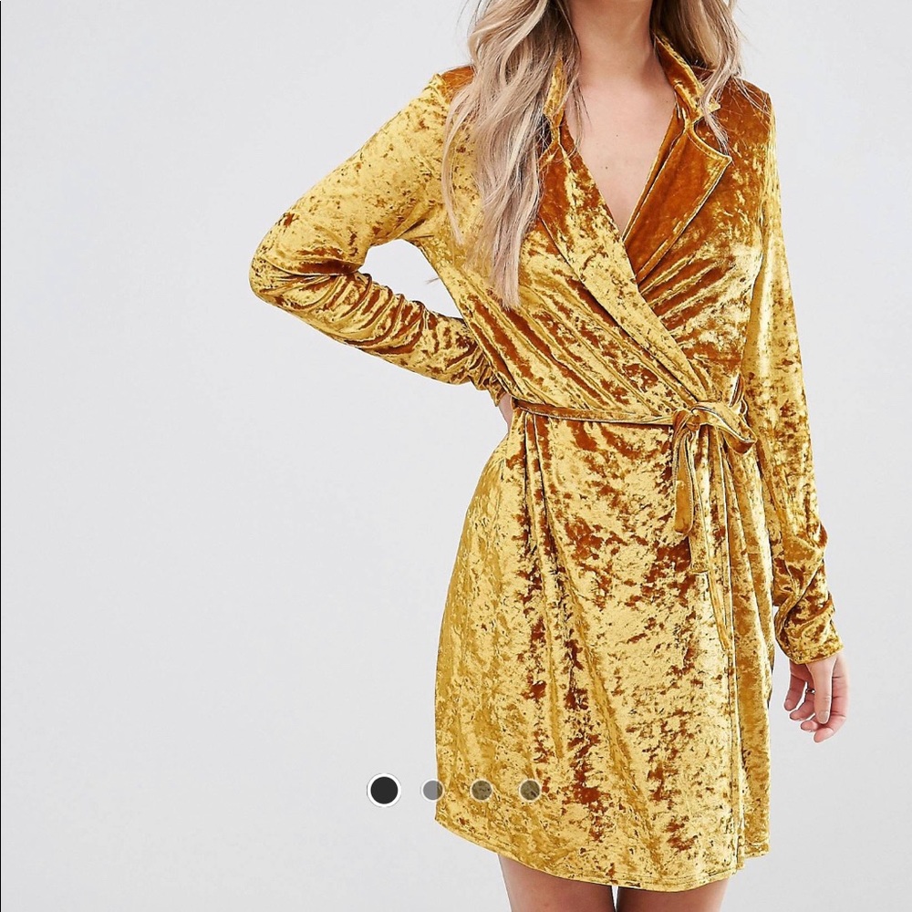 Velvet mustard dress